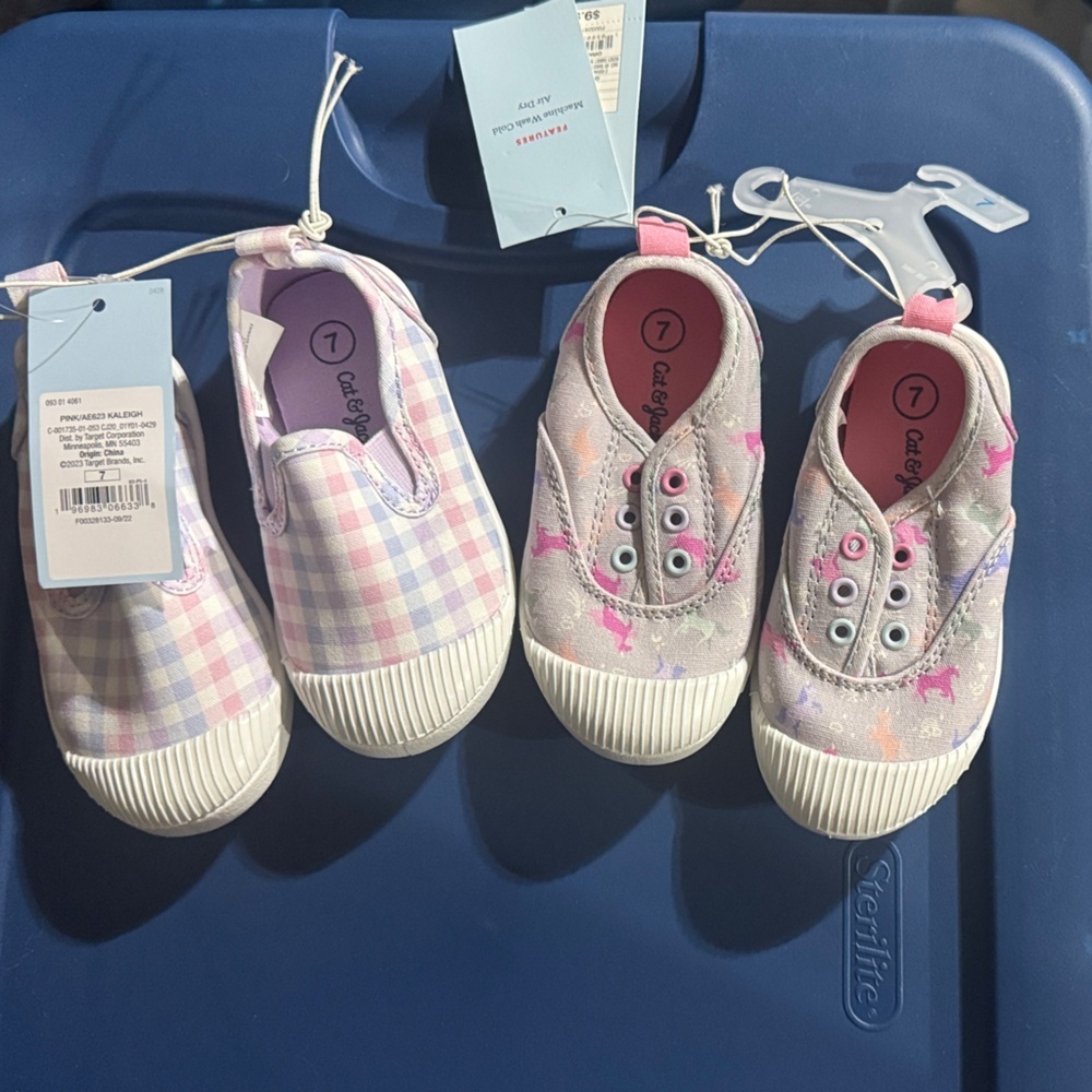 BUNDLE! 2pairs of Size 7 Cat and Jack Pink and Purple Shoes